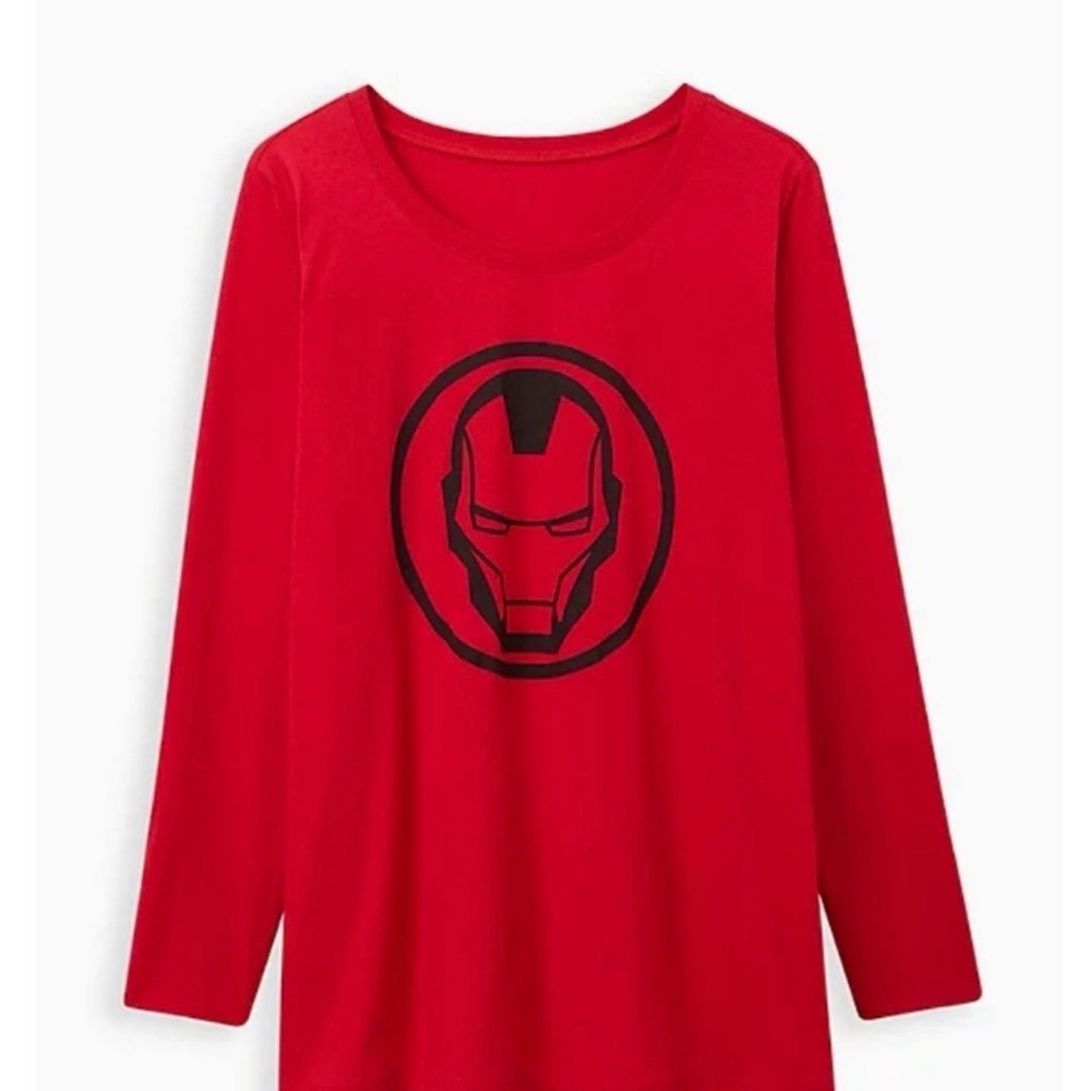 Torrid Marvel Iron Man Graphic Long Sleeve Tee Red Plus Size 1X Avengers Shirt - Picture 2 of 9